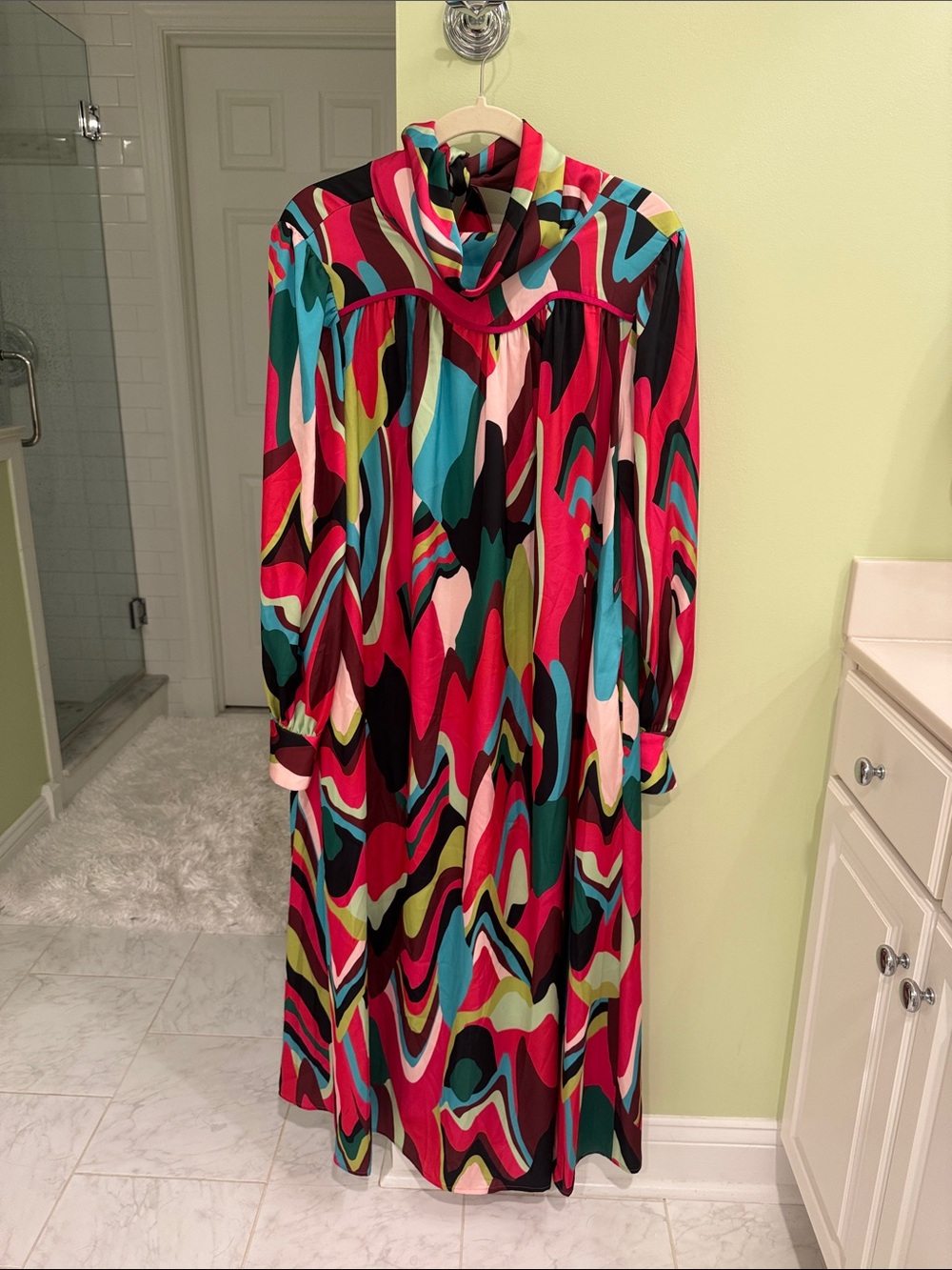 CROSBY by Mollie Burch Bold Pink Multi-Color Long Sleeve Maxi Dress